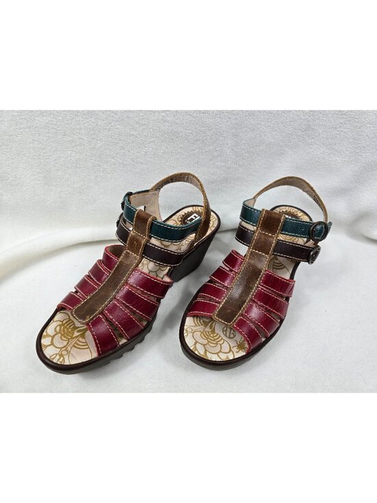 Fly London Shoes - Fly London Womens Size 40 8.5 Multicolor Leather Wedge Sandals